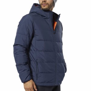 Kurtka Męskie Reebok Outdoor Lightweight Down Granatowe/Pomarańczowe PL 90JKESF